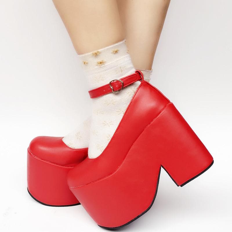 Custom Made Simple Red High Heels Shoes 