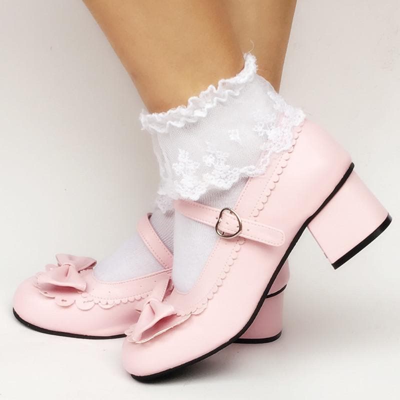 Lolita Baby Pink Low Heels Custom Made 