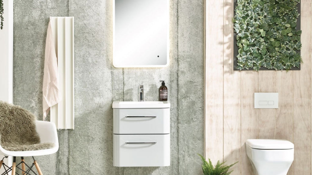 White gordon wall mounted on tiles next to bathroom mirror