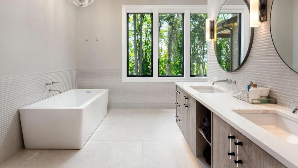Spacious bathroom with natural light