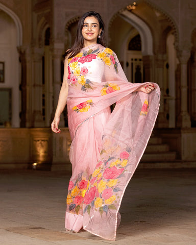 Stunning Blush & Blossom-Tale Saree