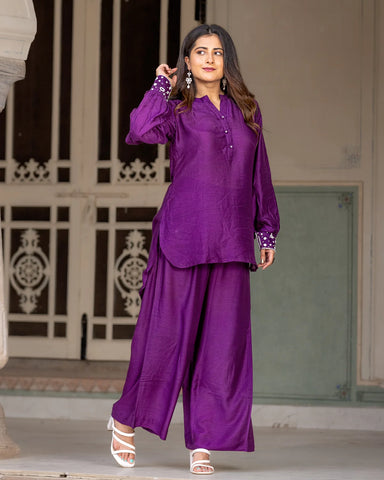 Stylish Purple co-ord set for a polished and chic appearance