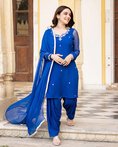 Stylish harshita suit set for a modern and coordinated look.