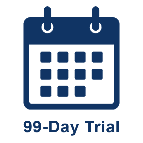 Graphic icon of a calendar indicating a 99-day trial period.