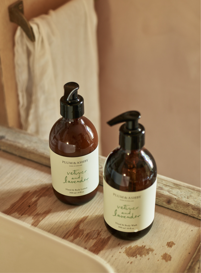 VETIVE AND LAVENDER HAND WASH AND LOTION BY SINK