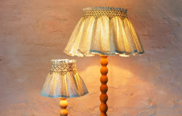 Pair of hand smoked lampshade skirts