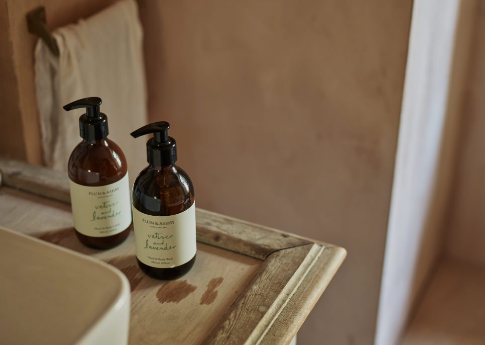 vetiver and lavender hand & body wash and lotion