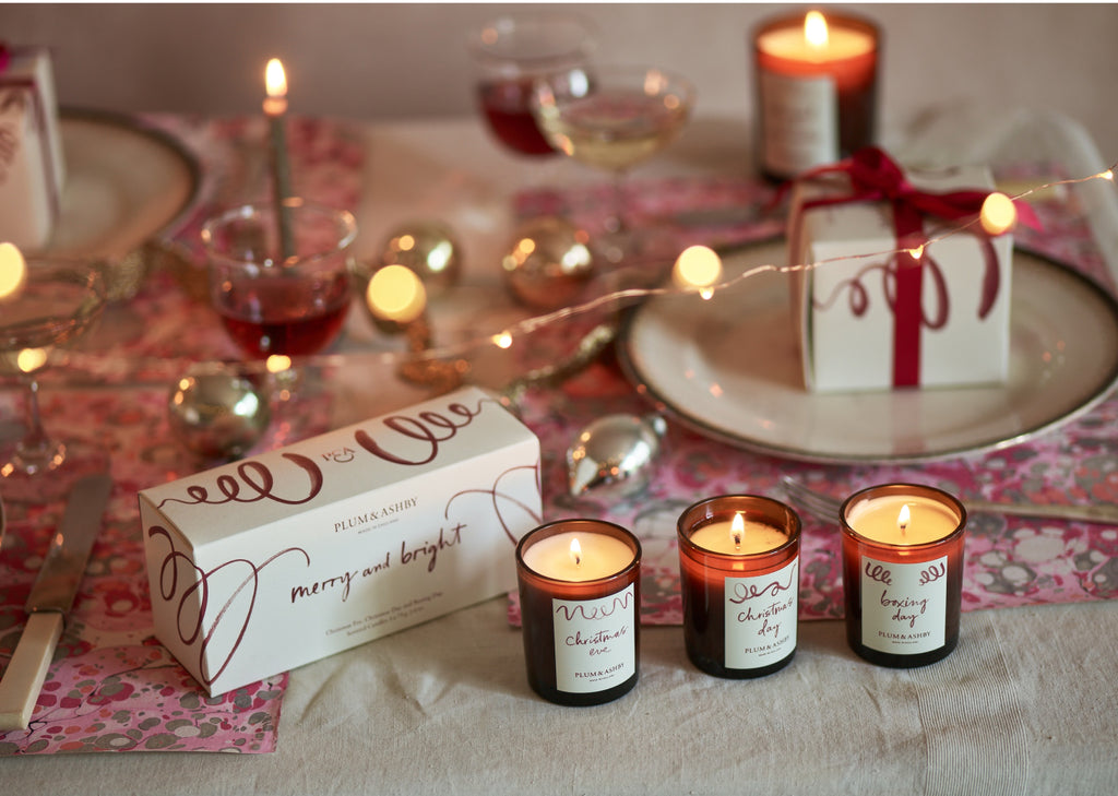 merry and bright votive trio