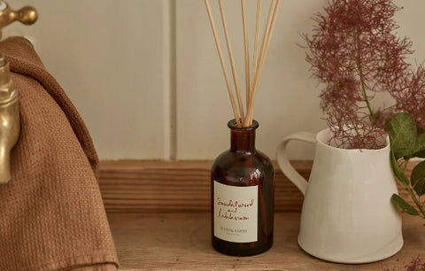 Sandalwood scented diffuser on kitchen worktop