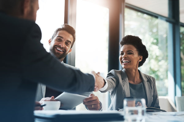 Businesswoman confidently conducts a meeting with fresh breath