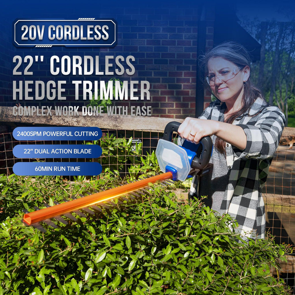 The 20V 22" Cordless Lightweight Hedge Trimmer