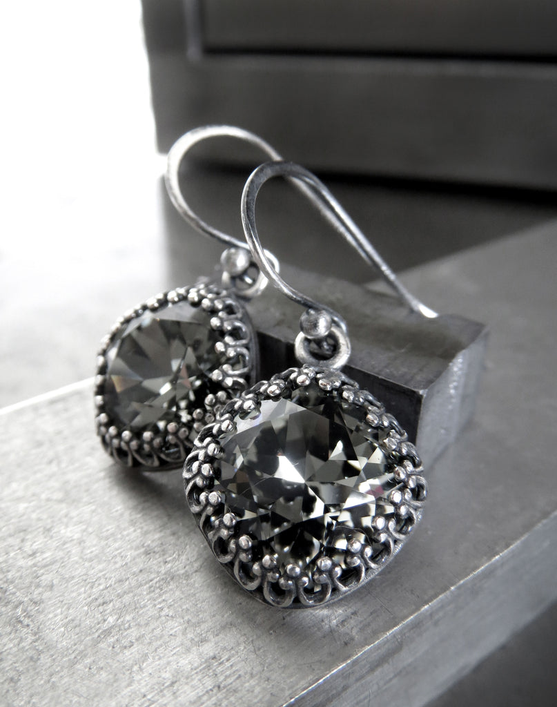 Vintage Style Black Diamond Swarovski 