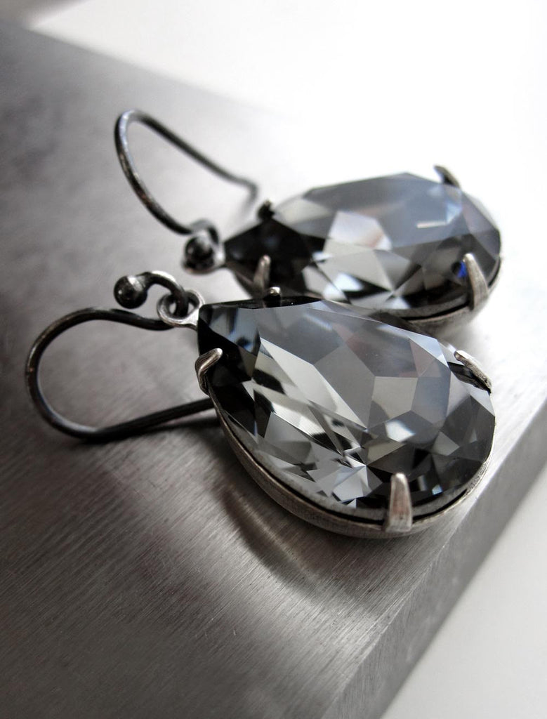 black crystal earrings swarovski