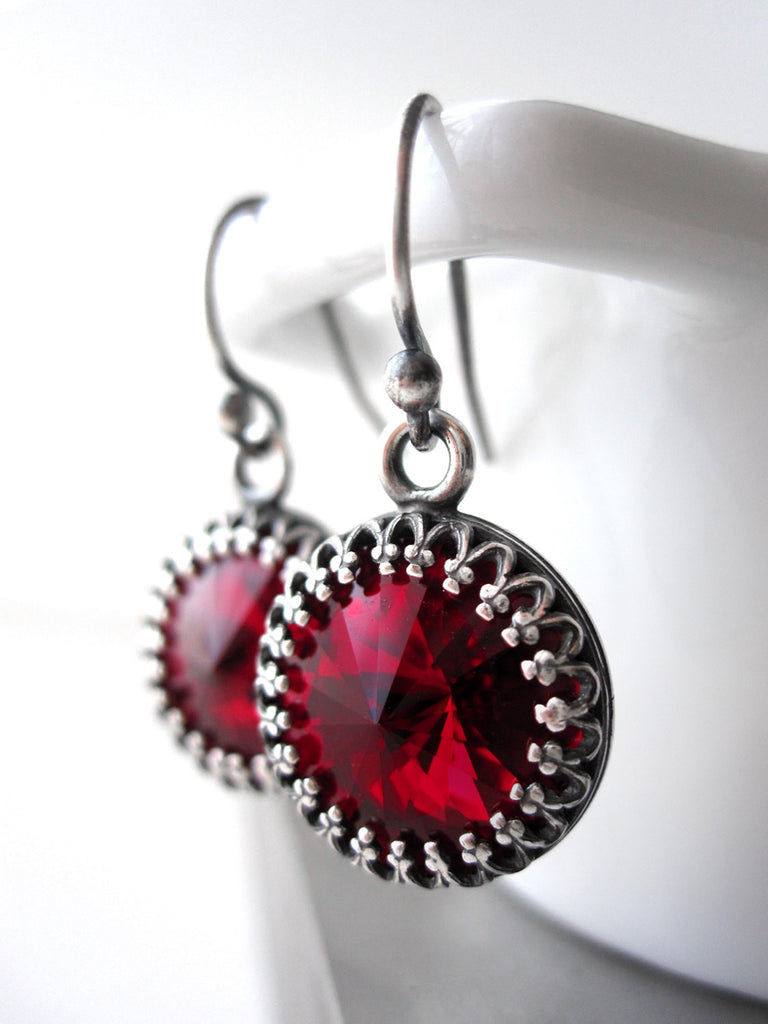 red swarovski crystal earrings