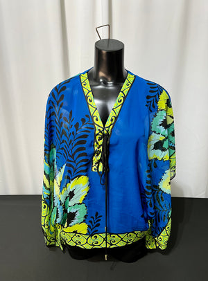 Sheer Tunic Style Blue & Green Top - Carol's Boutiques