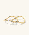 Gold Dôme Figure Slim Stacker Set featuring one plain and one pavé diamond ring, handcrafted in 14k gold.