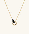 Patra Linked Enamel Necklace: An 18k gold vermeil necklace with a black enamel pendant, featuring a bold, handcrafted design to enhance your look.