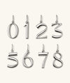 Oversized Number Charm featuring various silver number pendants, each with a unique design, ideal for personalizing dates, addresses, or lucky numbers.