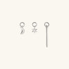 Single Bar Hoop Charm: Close-up of a silver, elongated charm designed to attach to hoop earrings, offering a personalized and versatile addition to your eardrobe.