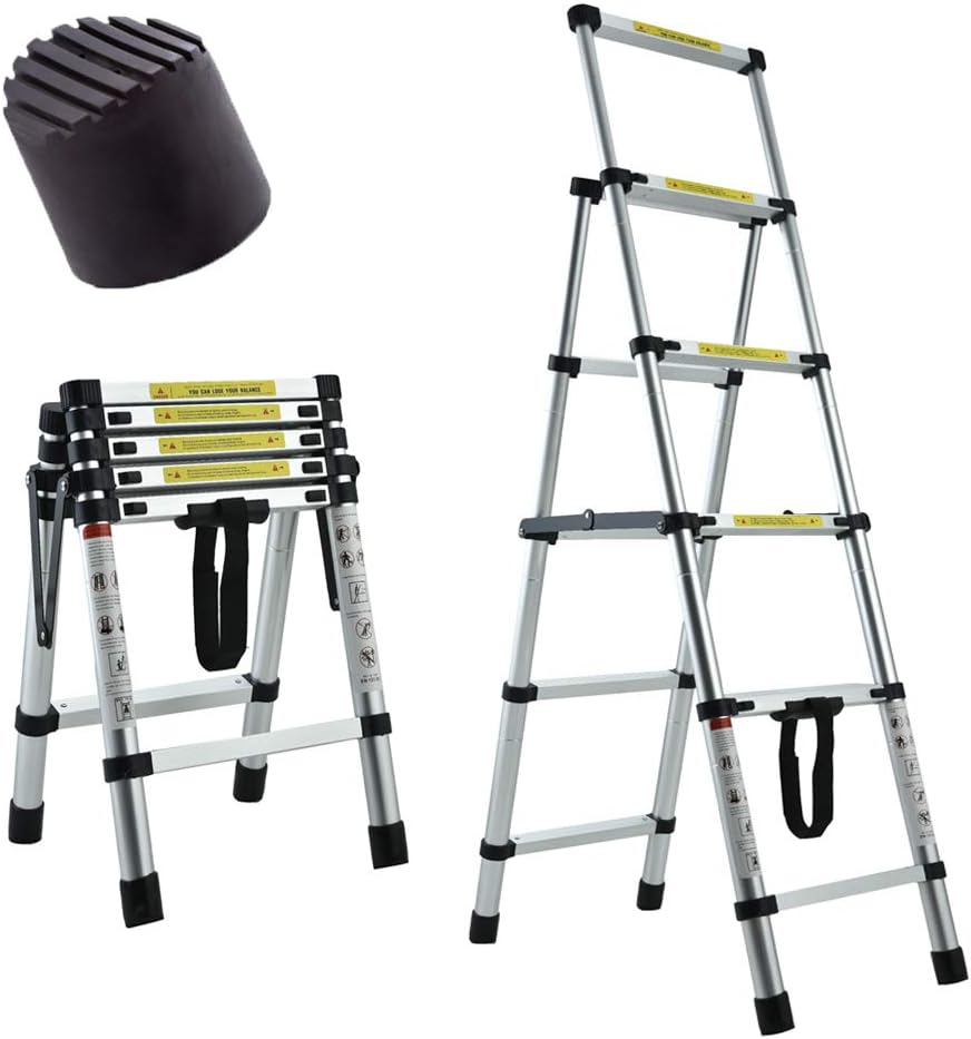 4.6ft+5.6ft/4+5 Steps Telescoping LadderHerringbone Ladder 16 Steps Ladder EN131 Certified 330lb Load