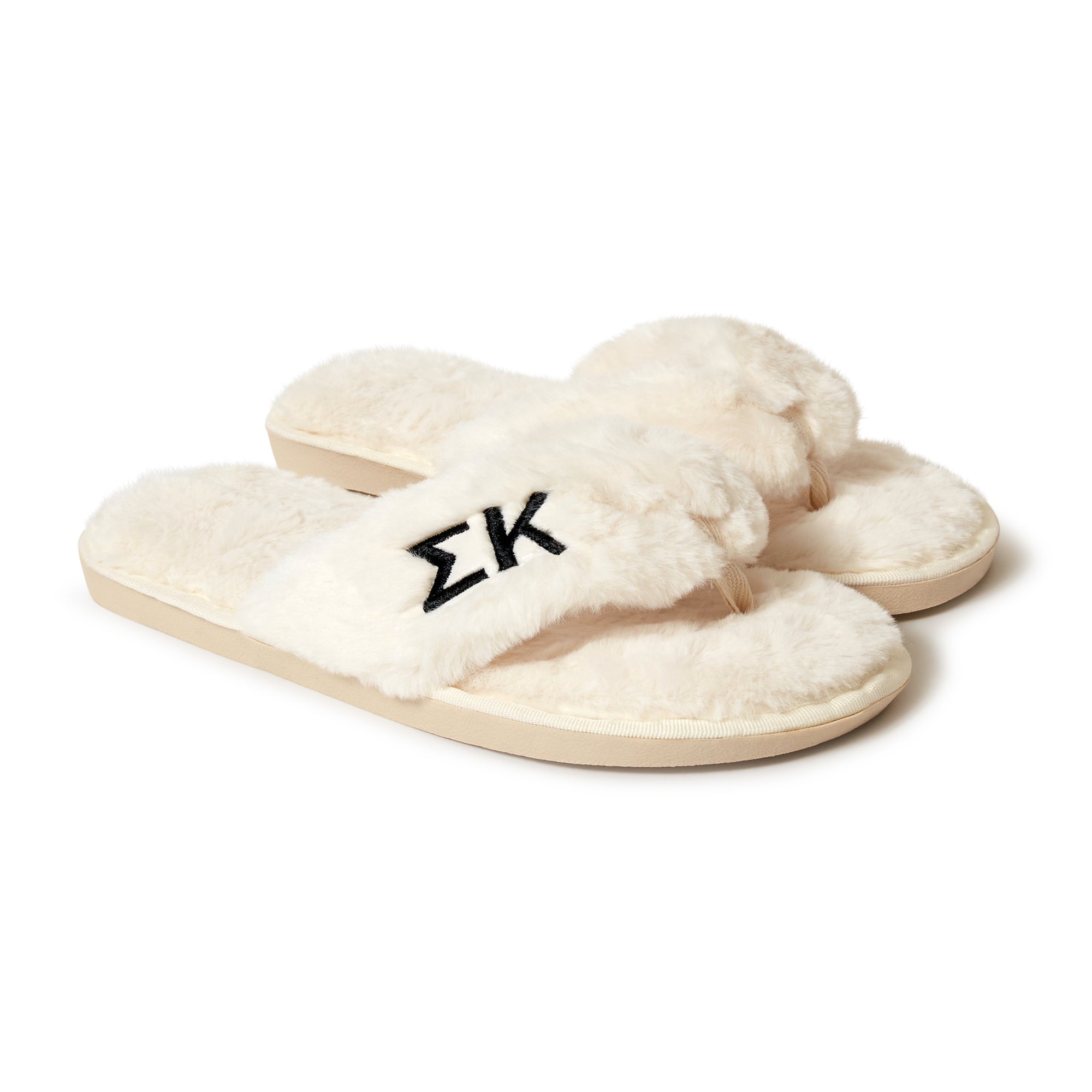 Sigma Kappa Furry Slippers Women - With SK Embroidery Logo SororityShop