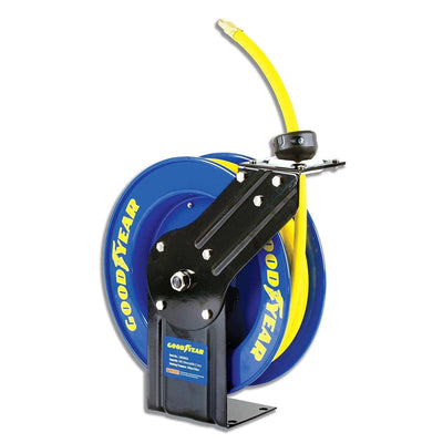 Maxworks 80720 50ft Auto Rewind Retractable Reel with 3/8 x 50' Air Hose with Brass Fittings