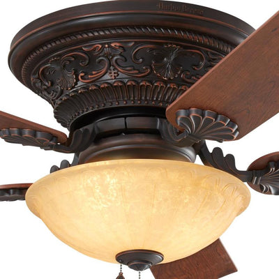 Harbor Breeze Armitage 52-in Bronze Indoor Flush Mount Ceiling Fan with  Light (5-Blade) in the Ceiling Fans department at