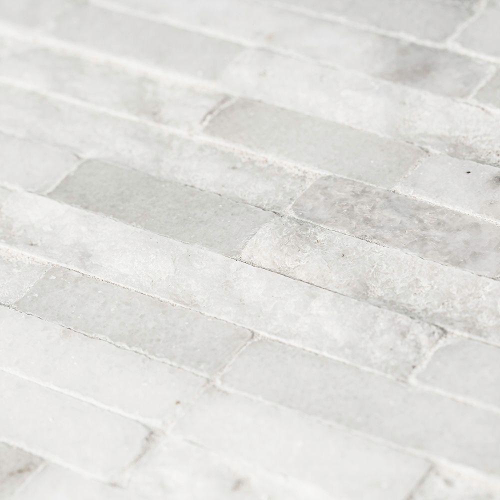 Jeffrey Court Churchill White Split Face 11.75 in. x 12.625 in. x 13 mm Splitface Textured Marble Mosaic Tile