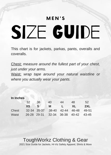 Men's Size Guide - ToughWorkz