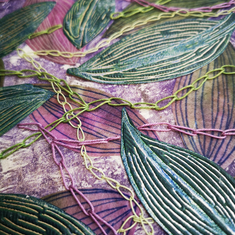 close up details of embroidery