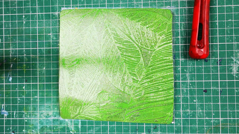 gelli print plate with texture in the painted surface