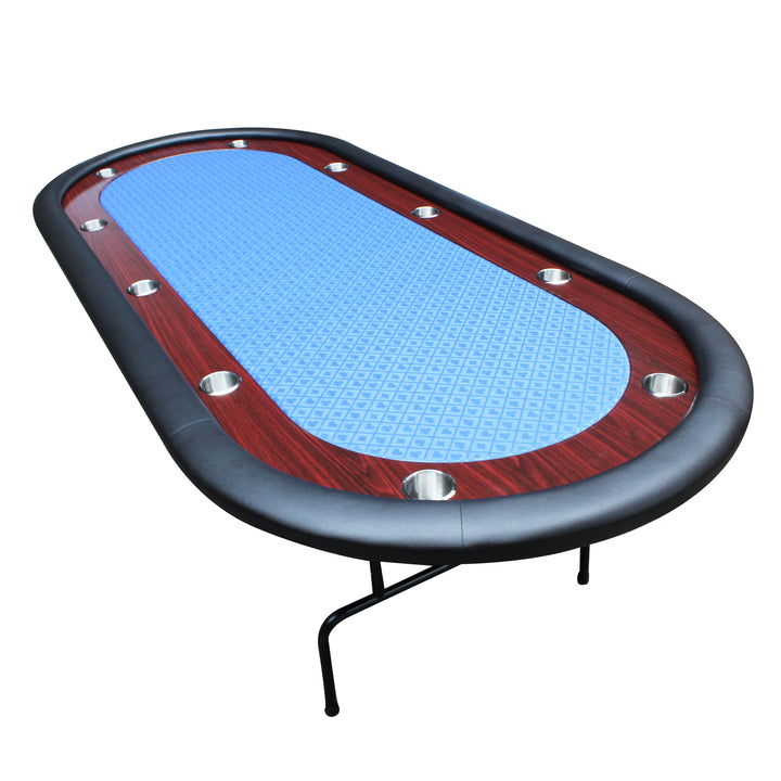 96 Inches Light Series Poker Table With Racetrack Cup Holders Speed Cloth Folding Leg