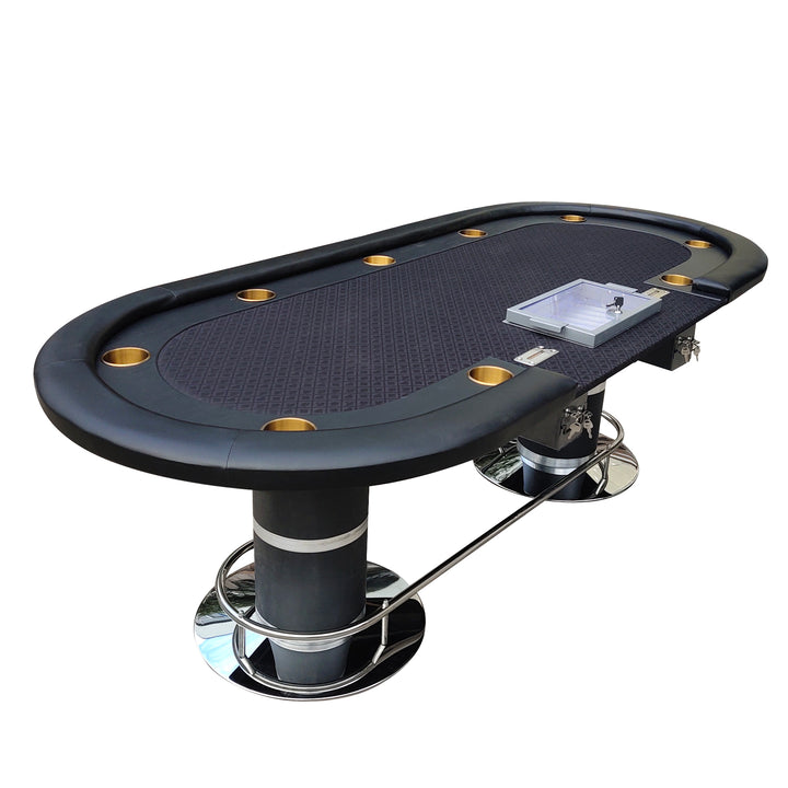 96 Dark Knight #49 Plus Poker Table With 500 Metal Chip Trays Jumbo Size Cupholder Speed Cloth Two Drop Boxes