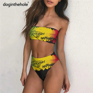 Reggae Swimwear🇯🇲: Dog-in-the-hole Fashion Reggae Music Design Bikini for Women Summer Sexy Bathing Suit Push Up 2pcs Bathing Suit Swimming Wear - YB Gift Store
