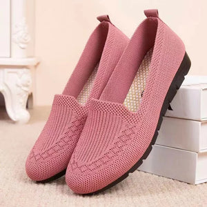 Women's Shoes: Flat Toe Knitted Ladies Office Shoes Comfortable Formal Shoes for Woman Female Ballet Flats Designer Sneakers - YB Gift Store