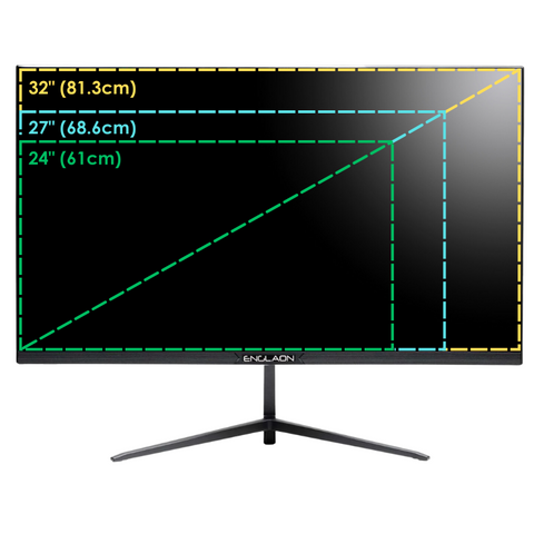 Showing the different sizes of ENGLAON gaming monitor