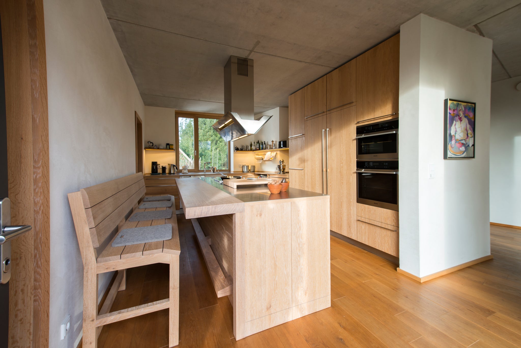 The key word is massive. There is oak as far as the eye can see in this large and spacious kitchen.