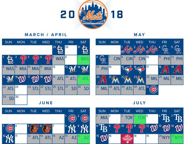 2018 Mets Schedule