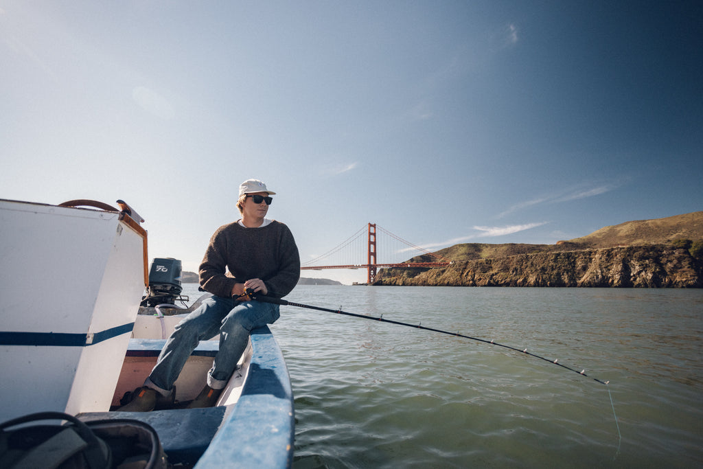 Fishing off the coast from San Francisco and the Golden Gate Bridge