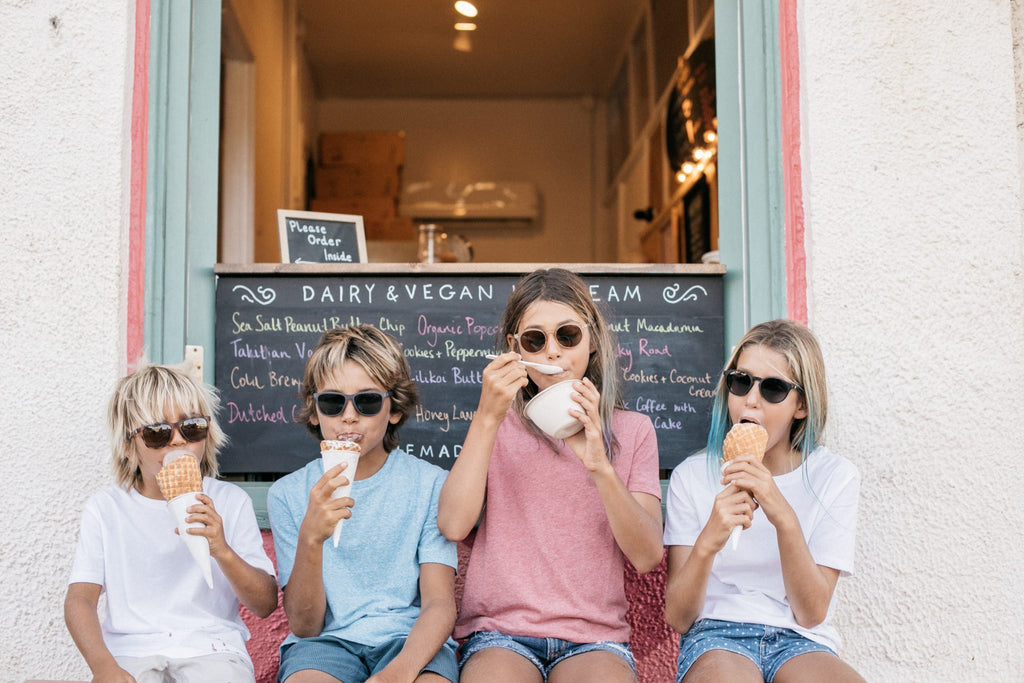 kids eating ice cream in best kids sunglasses