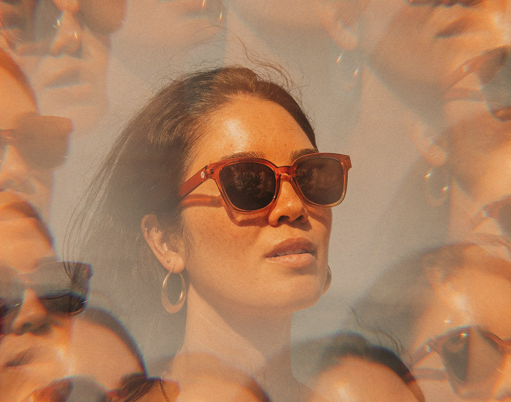 kaleidoscope image of woman wearing miho sunglasses