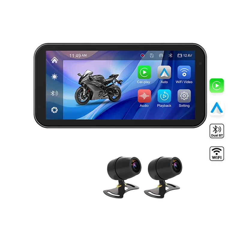 Hesida Motorcycle Navigation Display CarPlay Android Auto BT Music DVR Camera Waterproof For Motorcycle