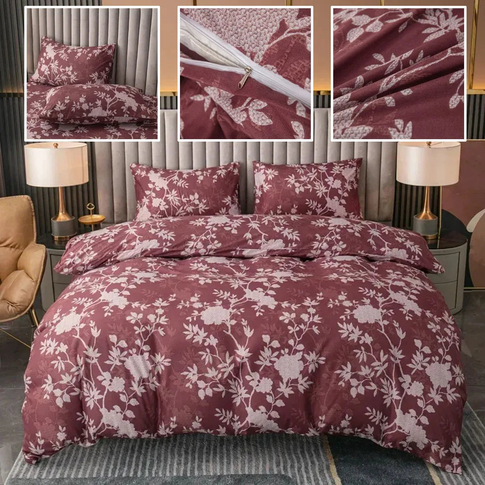 3PCS New Printed Sanding Home Bedding Set Simple Fresh Comfortable Duvet Cover Set with Sheet Comforter Covers Pillowcases