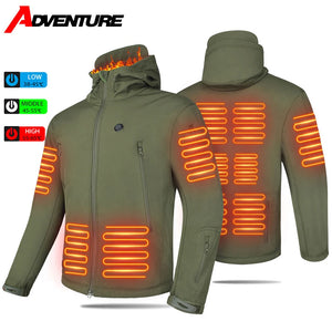 Winter Heating Jacket Hooded Motorcycle Jacket Skiing Windproof Hiking Keep Warm Fishing Clothes USB Electric Heated Jacket - GloballySourcedProducts.com