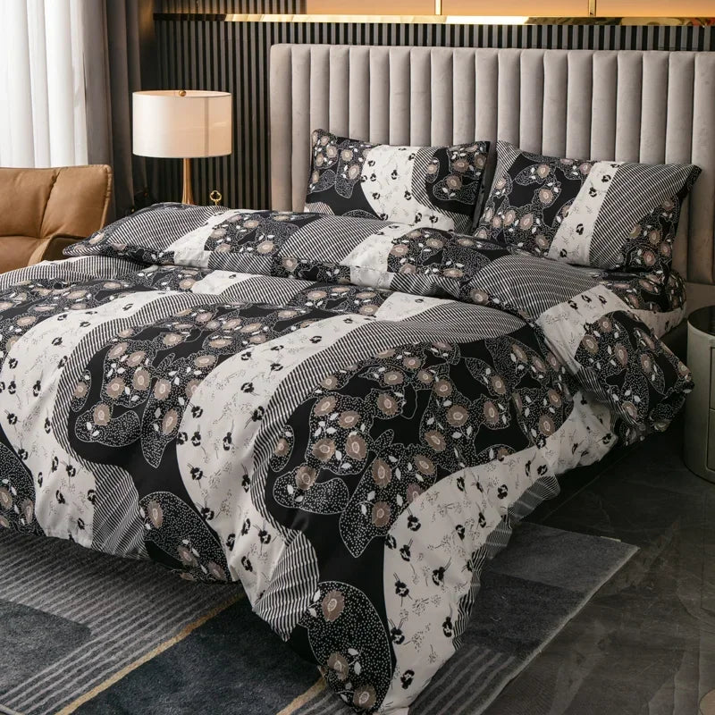 Kuup 3pcs Cartoon Bedding Set Duvet Cover Set Soft Bedding Printing Bed Linen Queen Size Bedding Set Fashion(Without Sheet)