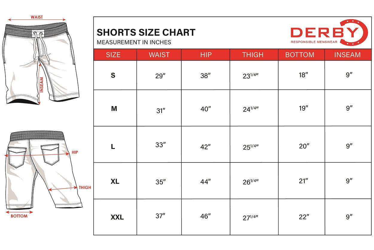 Shorts Size Chart – Derby Clothing Pvt. Ltd.