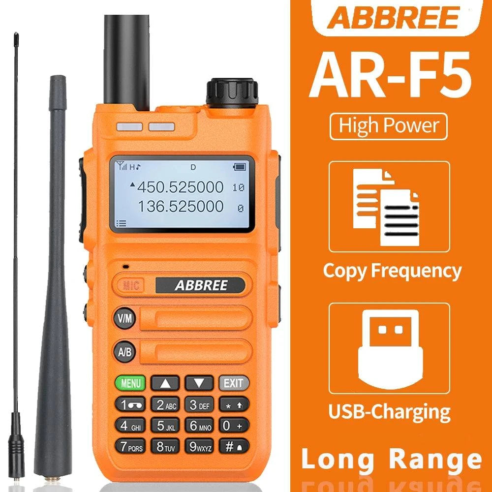 ABBREE AR-F5 10W Powerful Scanner Frequency Walkie-talkie Automatic Wireless Copy Frequency 5800mAh support USB Charging Radio