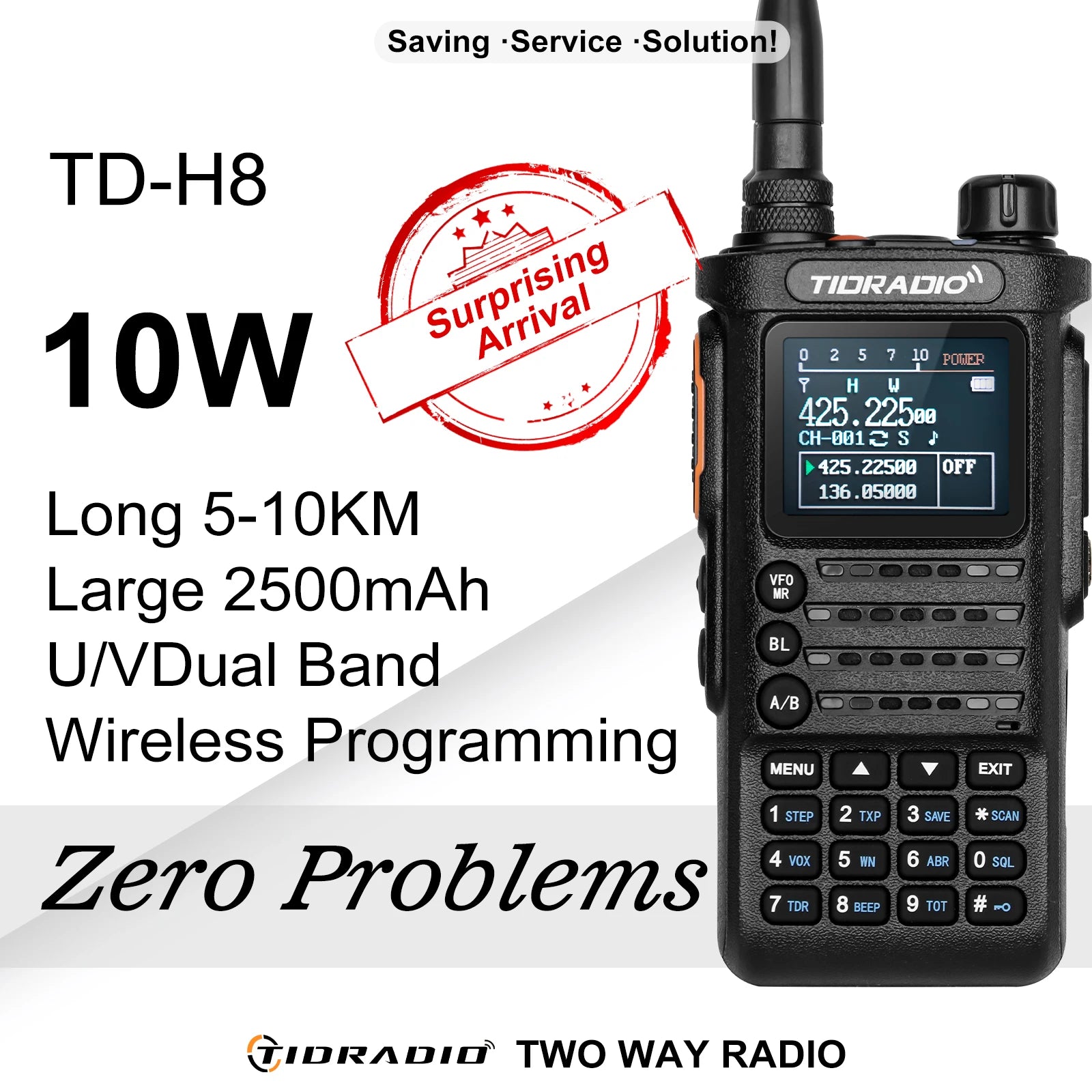 TIDRADIO TD H8 10W Profession Walkie Talkie Long Range emergency radio FM Portable Two Way Radio Receiver Wireless Set HAM GRMS