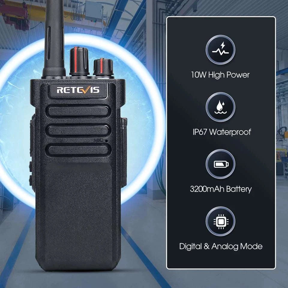 10W Retevis RT29D DMR Walkie Talkie Bluetooth Long Range Powerful Walkie-talkie Waterproof UHF Two Way Radio for Resort Club