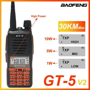 Baofeng GT-5 10W Powerful Walkie Talkie hf Transceiver High Power 30KM Max Long Range Updated UV82 Handheld 2Way Ham Radios 2022 - Happy Radios
